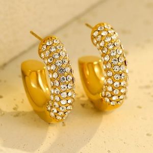 Luxury Pendants 18K Gold Plated & Cubic Zirconia Hoop Earrings For Women’s